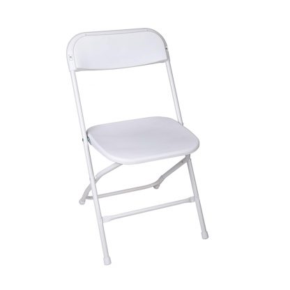 Plastic Chair rental in Sonoma, Ca set up for an outdoor wedding | Rows of white plastic chairs neatly arranged for a ceremony | Close-up of a durable plastic chair, ready for guest seating