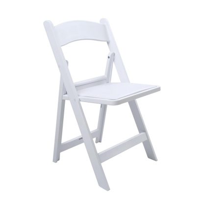 Elegant white Resin Chair rental in Sonoma, Ca set up for an outdoor wedding ceremony. | Close-up of a stack of clean, well-maintained Resin Chairs ready for delivery. | Guests comfortably seated on Resin Chairs at a beautifully decorated garden party.